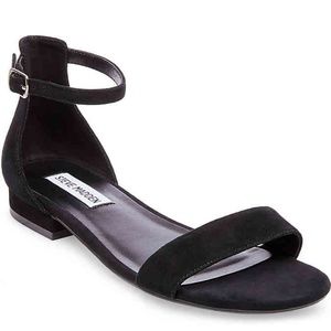 Steve Madden Lamp Flat Suede Sandals Black Sz 7